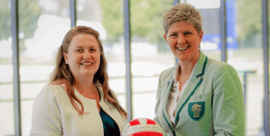 Olympian Natalie Cook with Mayor Harding at Olympic Summit in November 2022