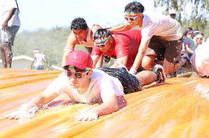 Staines Memorial College held a Slime Spectacular obstacle course event to help raise money for the school's sports program